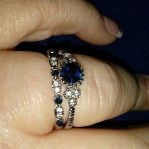 White Gold and Sapphire Ring Set